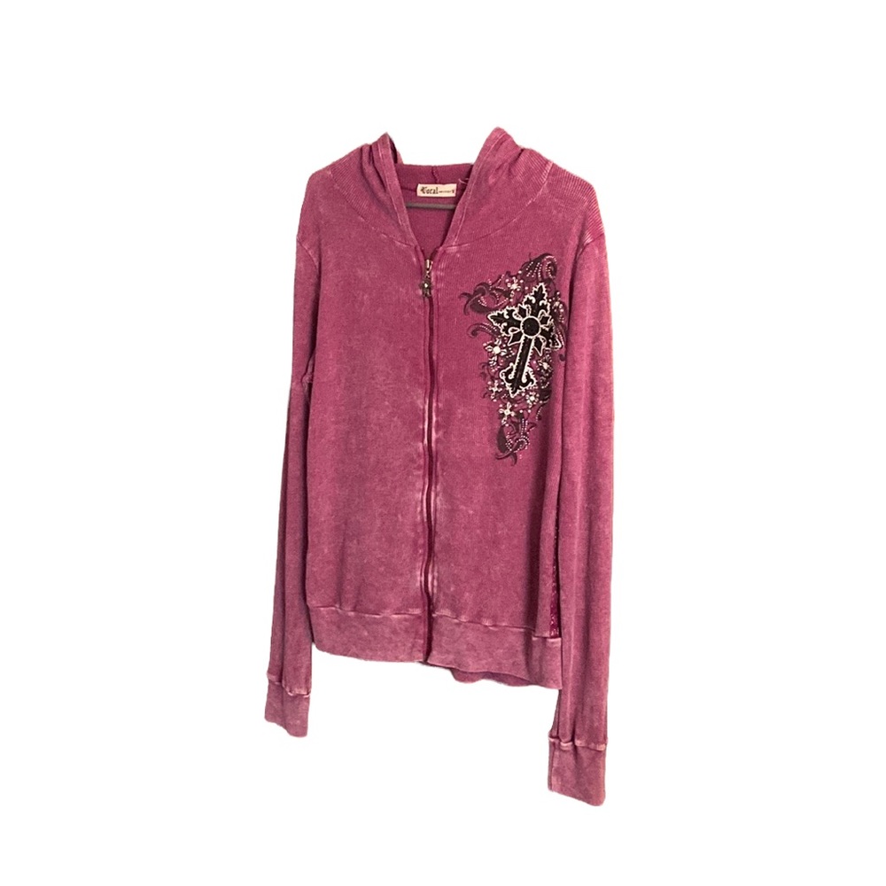 💜💜 Super Cute Ladies CORAL ZipUp Hoodie Size 1X